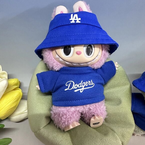 LA Dodgers Outfit for Labubu, Baseball Blue and white Sweatshirt, Bucket Hat Set - Picture 10 of 10